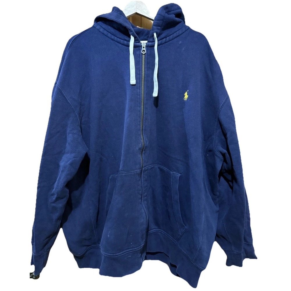 Polo Ralph Lauren Blue Full Zip Hoodie Sweatshirt Jacket Mens 3XB EUC